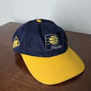 Vintage Youth Indiana Pacers Snapback Hat Blue Yellow NBA Mightymac 90s